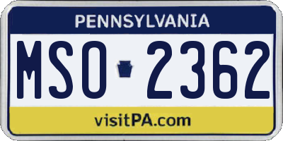 PA license plate MSO2362