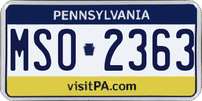 PA license plate MSO2363