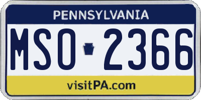 PA license plate MSO2366