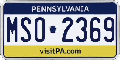 PA license plate MSO2369