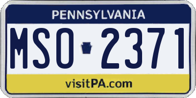 PA license plate MSO2371