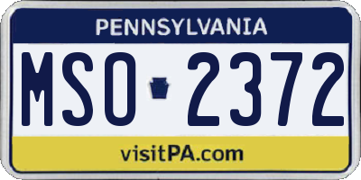 PA license plate MSO2372