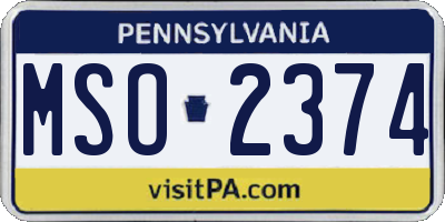 PA license plate MSO2374
