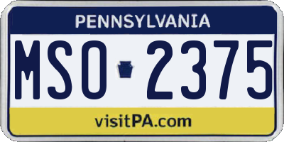 PA license plate MSO2375