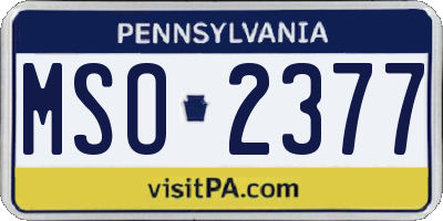 PA license plate MSO2377