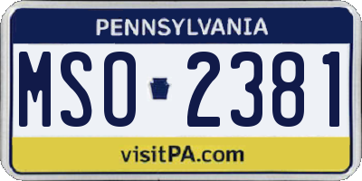 PA license plate MSO2381