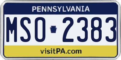 PA license plate MSO2383