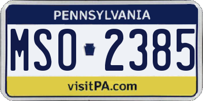 PA license plate MSO2385