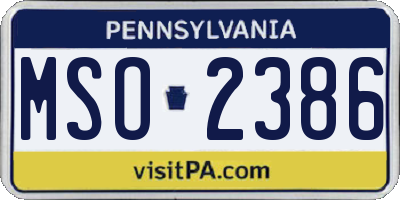 PA license plate MSO2386