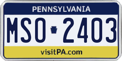 PA license plate MSO2403