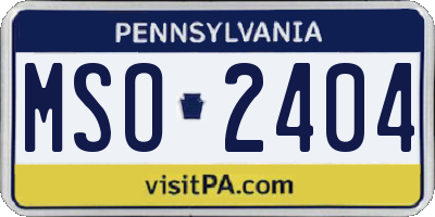 PA license plate MSO2404