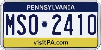 PA license plate MSO2410