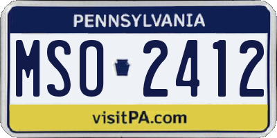 PA license plate MSO2412