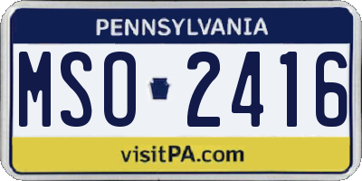 PA license plate MSO2416