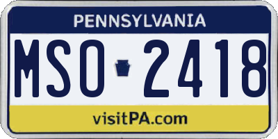 PA license plate MSO2418