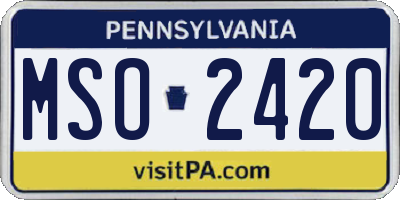 PA license plate MSO2420