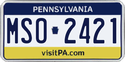 PA license plate MSO2421
