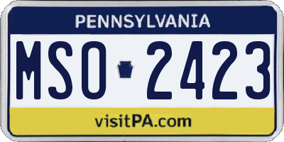 PA license plate MSO2423