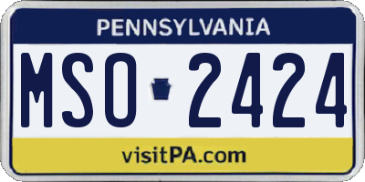 PA license plate MSO2424