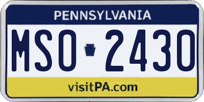 PA license plate MSO2430