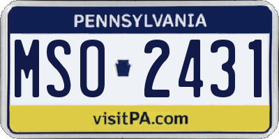 PA license plate MSO2431