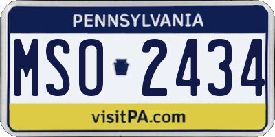 PA license plate MSO2434