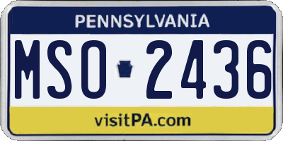 PA license plate MSO2436