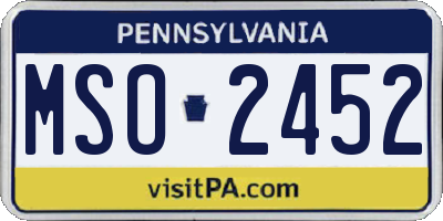 PA license plate MSO2452