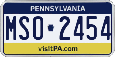 PA license plate MSO2454