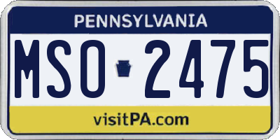 PA license plate MSO2475