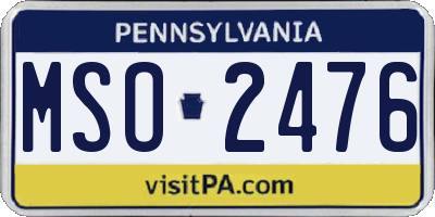 PA license plate MSO2476