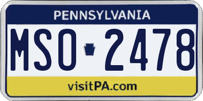 PA license plate MSO2478