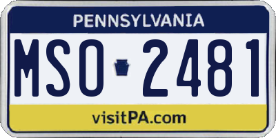 PA license plate MSO2481