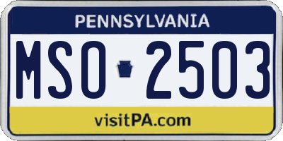 PA license plate MSO2503