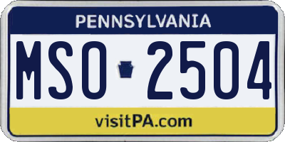 PA license plate MSO2504
