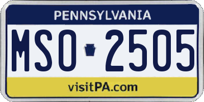 PA license plate MSO2505