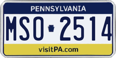 PA license plate MSO2514