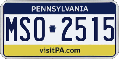 PA license plate MSO2515