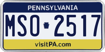 PA license plate MSO2517