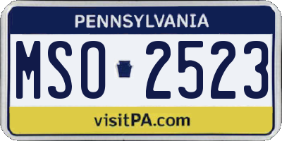 PA license plate MSO2523