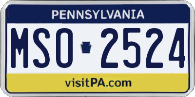 PA license plate MSO2524