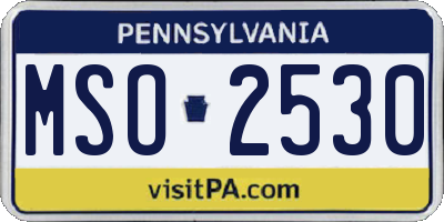 PA license plate MSO2530