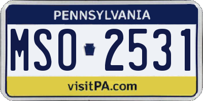 PA license plate MSO2531