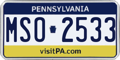 PA license plate MSO2533