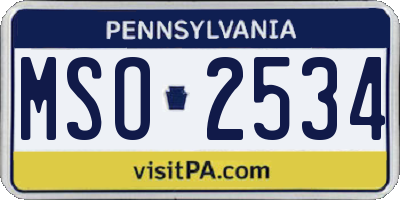 PA license plate MSO2534