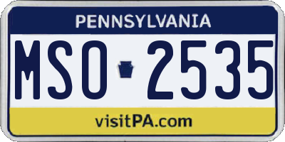 PA license plate MSO2535