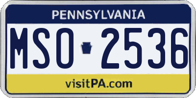 PA license plate MSO2536