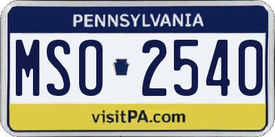 PA license plate MSO2540