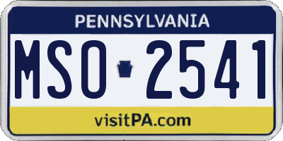 PA license plate MSO2541