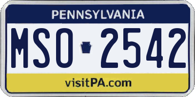 PA license plate MSO2542